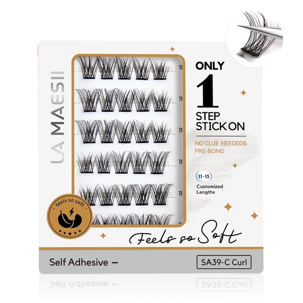Self Adhesive Eyelashes No Glue Lash Clusters Natural look C Curl 1 Step DIY